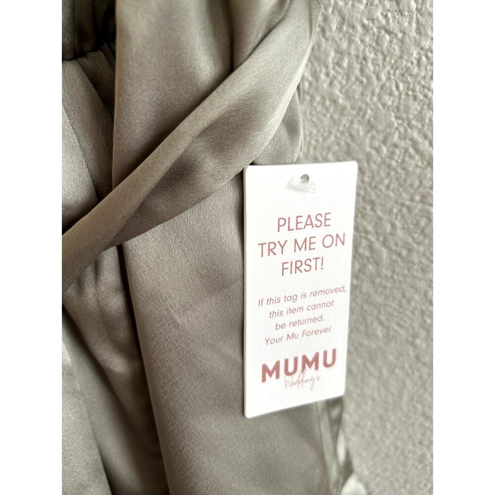 Show Me Your Mumu Say I Do Romper Moss Green Luxe Satin XS NWT - Picture 7 of 8